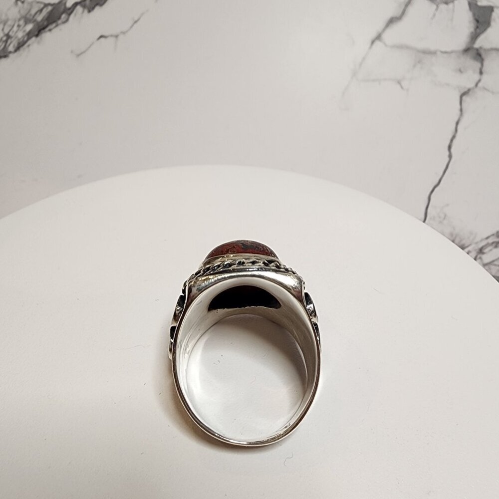 Vintage Silver Teardrop Stone Ring Size 10 - Picture 4 of 11